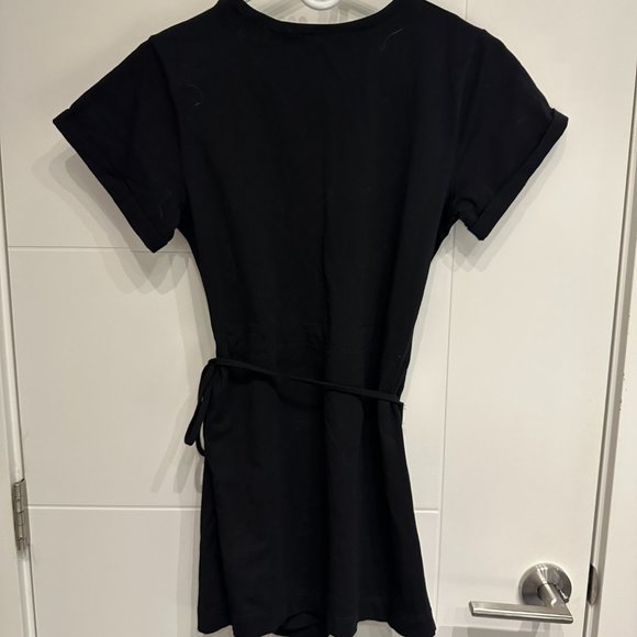 Black Wrap-Around Tie Waist T-Shirt Mini Dress - Picture 6 of 6